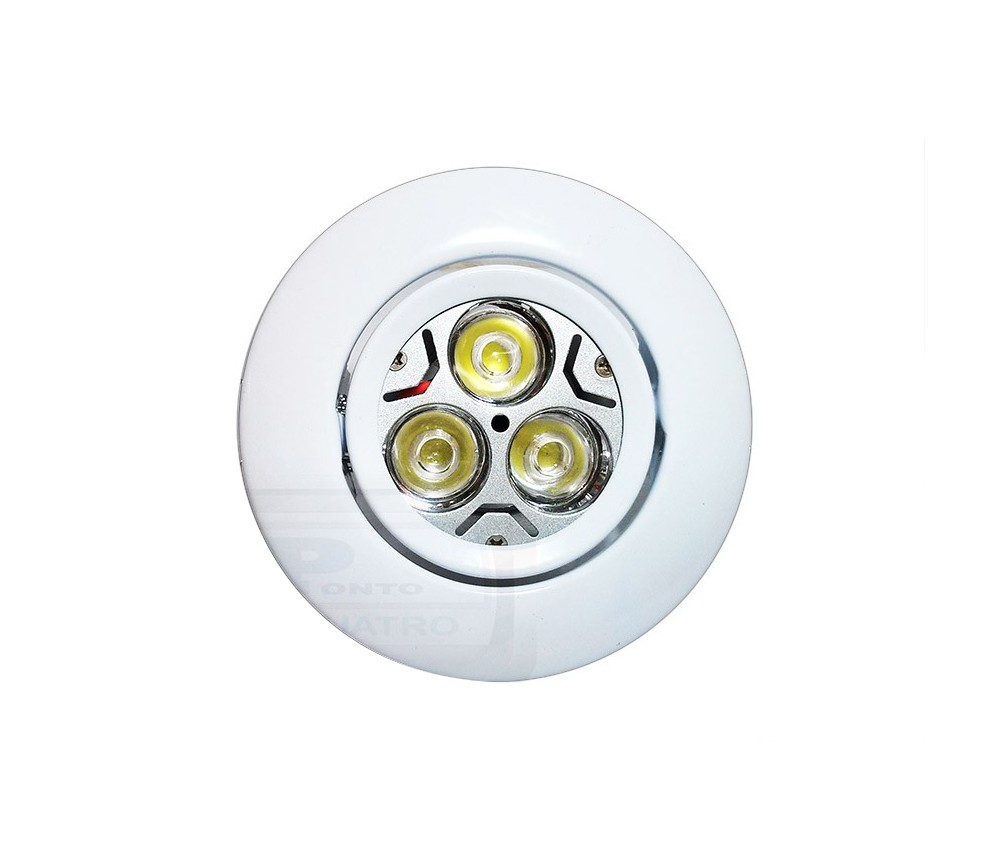 CONJUNTO   Lâmpada 3 POWER LEDs BIVOLT GU10 + Spot de Embutir Ferro Redondo Basculante