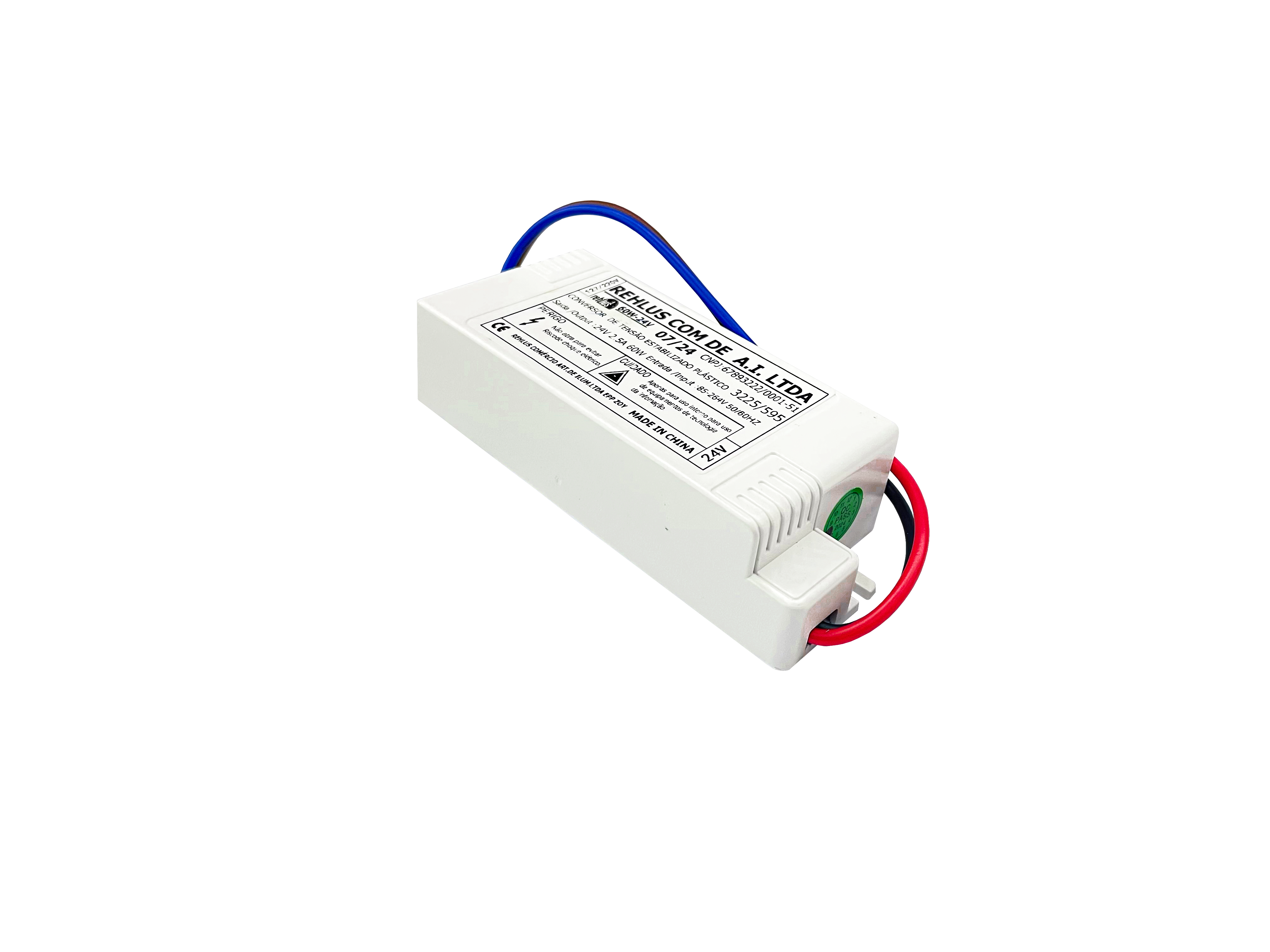Fonte Chaveada Plástico 24V 2.5A 60W Bivolt - MINI