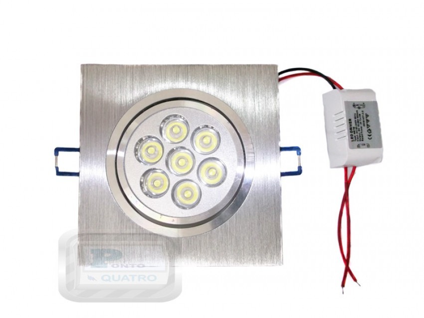 Luminária 7 POWER LEDs Embutir Quadrada 8,5W