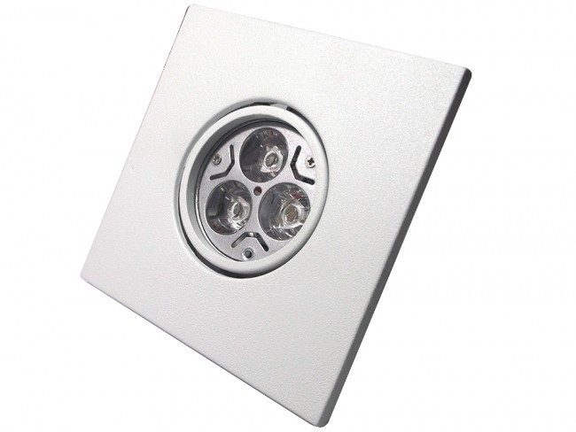 CONJUNTO - Lâmpada 3 POWER LEDs BIVOLT GU10 + Spot Quadrado Sistema Click em Alumínio Fundido com Pintura Eletrostática