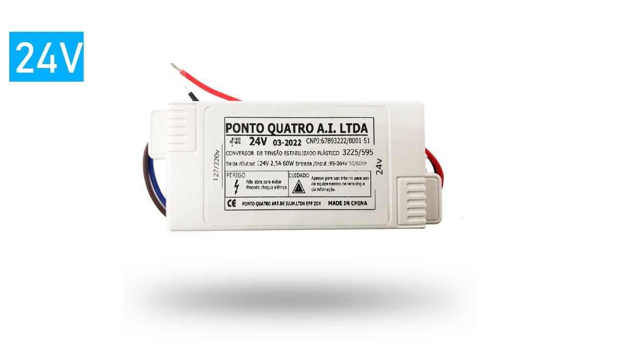 Fonte Chaveada Plástico 24V 2.5A 60W Bivolt