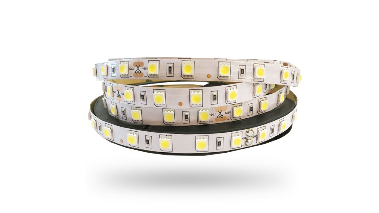 Fita LED 5050 24V IP20 (Interna) - Rolo 5m (300Leds) - 72W Super Brilho - Branco Frio