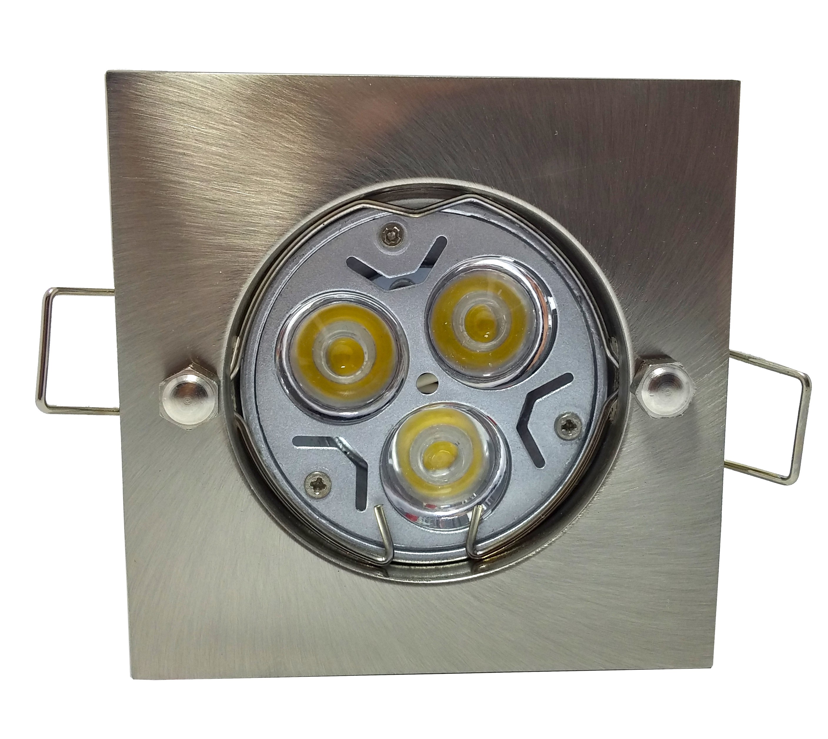 CONJUNTO   Spot Alumínio Zamac Quadrado Fixo+Lâmp 3 Power Leds BIVOLT 3W 