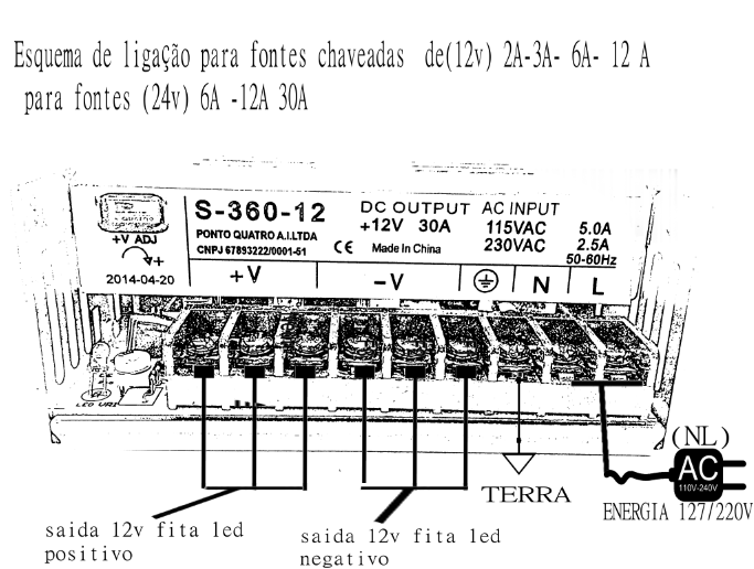 Fonte Chaveada 12V 30A Bivolt 