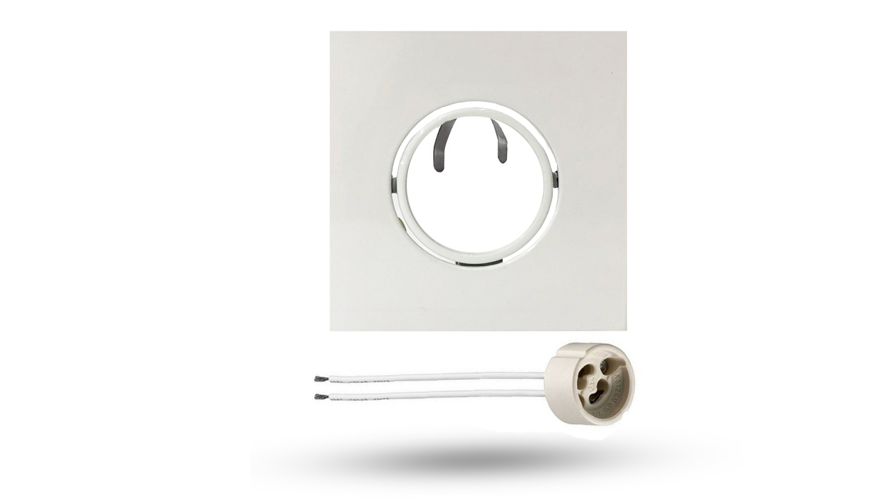 Spot Basculante Quadrado Sistema Click em Alumínio Fundido com Pintura Eletrostática + Soquete GU10