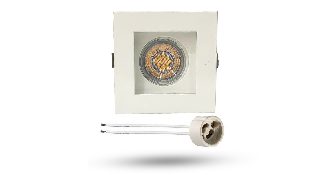 CONJUNTO - Lâmpada 8W GU10 Dimerizável + Spot Sistema Click em Alumínio Fundido com Pintura Eletrostática