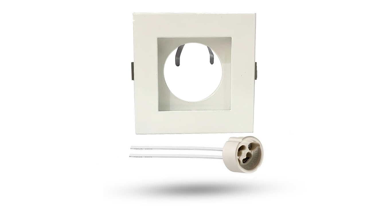 Spot MT Alumínio Fundo Branco Quadrado com Soquete GU10