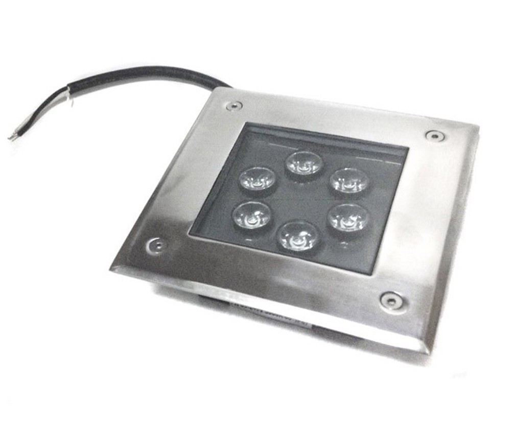 Spot Blindado de Embutir no Chão BIVOLT - Quadrado 6 POWER LED's 7W - EXTERNO (Spots)